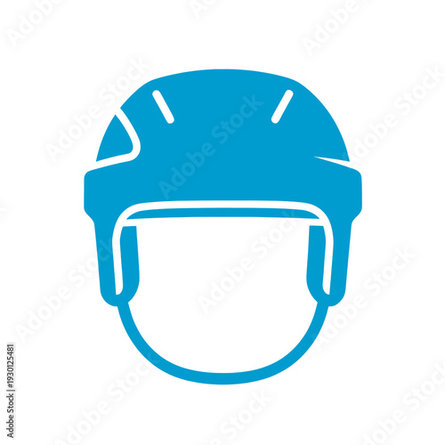 Blue Outline Hockey Helmet UI Icon for Sports App Interface