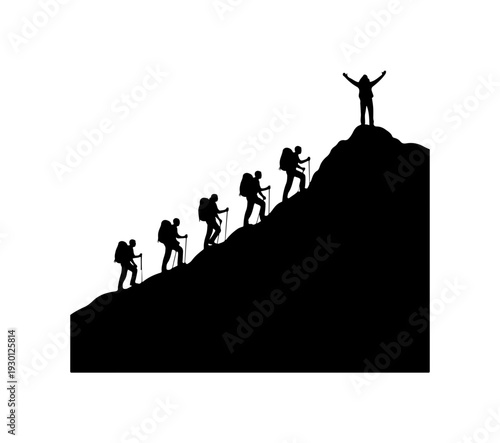 Determination and Teamwork Climbing Together