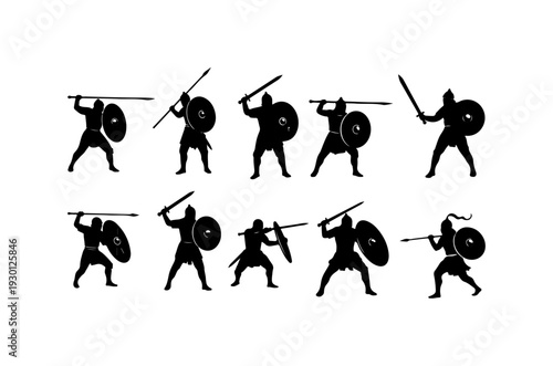 Ancient Greek Hopletes Battle Formation Vector Icons