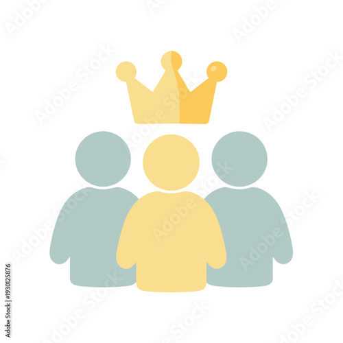 Crowned Group of Three People UI Icon for Dashboard Interface