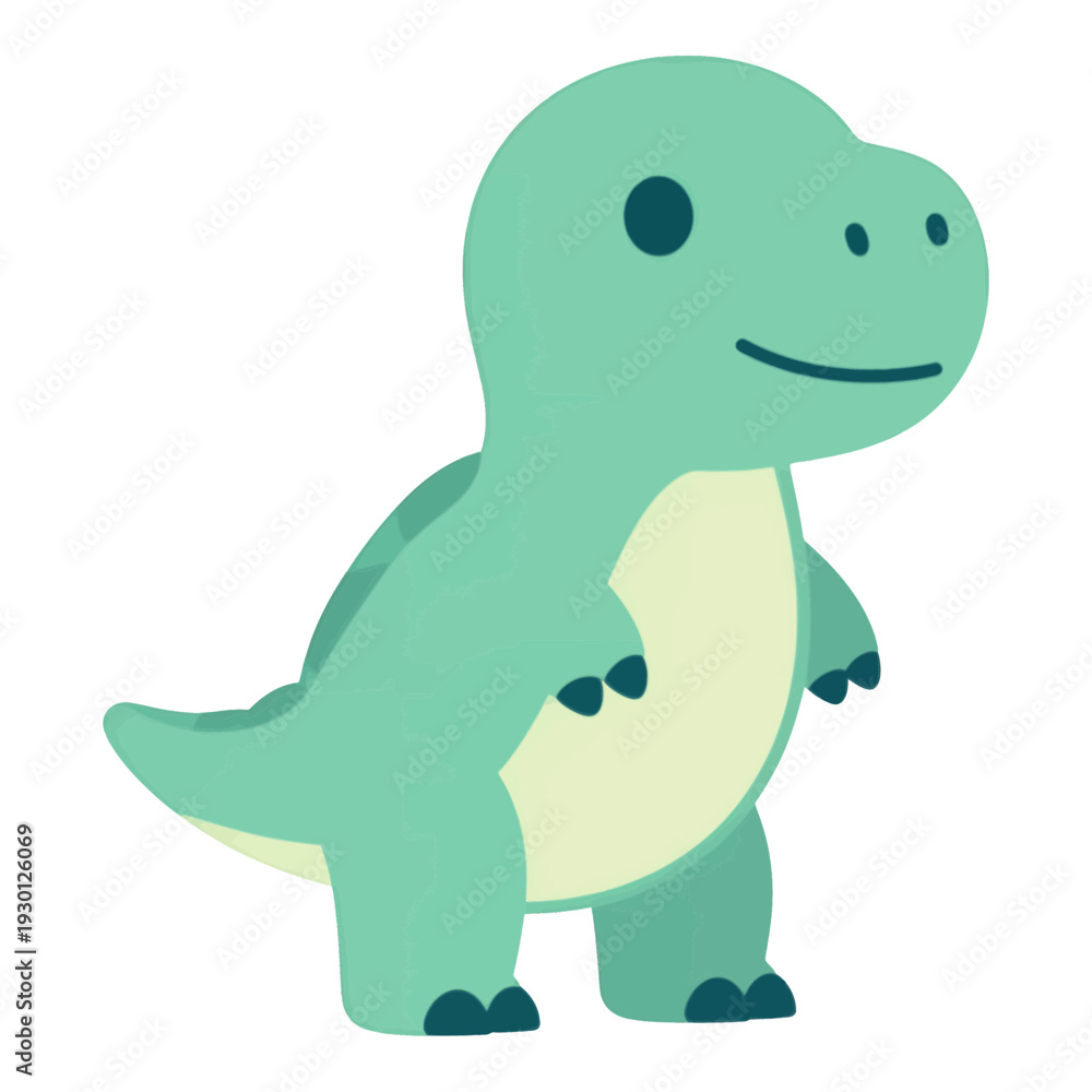 Fototapeta premium Cute Green Dinosaur Flat UI Icon for Mobile Interface