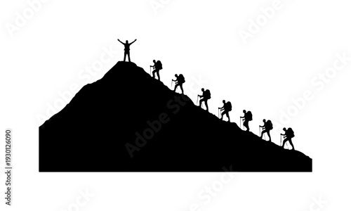 Determination and Teamwork Climbing Mountain