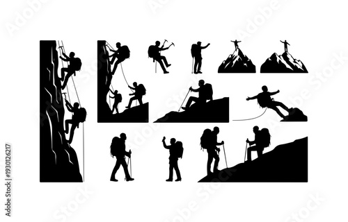 Mountaineering and Climbing Adventure Silhouettes