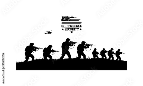 Soldiers Silhouette with American Flag Theme