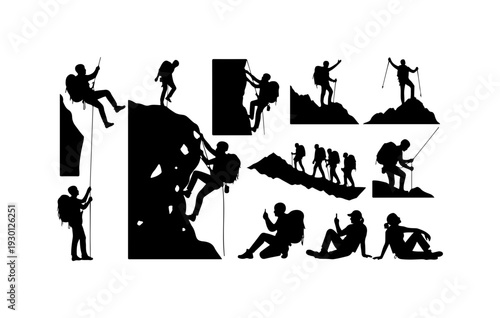 Rock Climbing Adventure Silhouette Collection