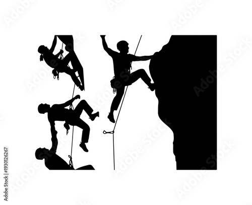 Rock Climbing Adventure Silhouette Vector