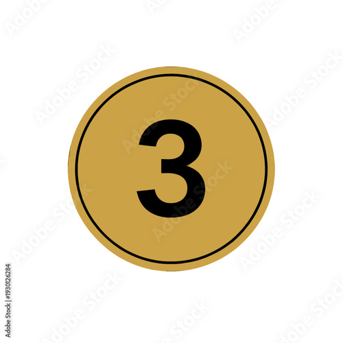 Filled Number Three Circular UI Icon for Dashboard Interface