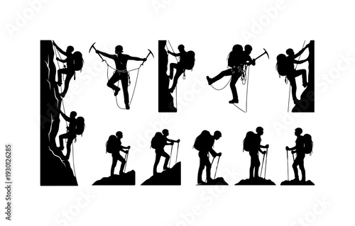 Rock Climbing and Mountaineering Silhouette Series
