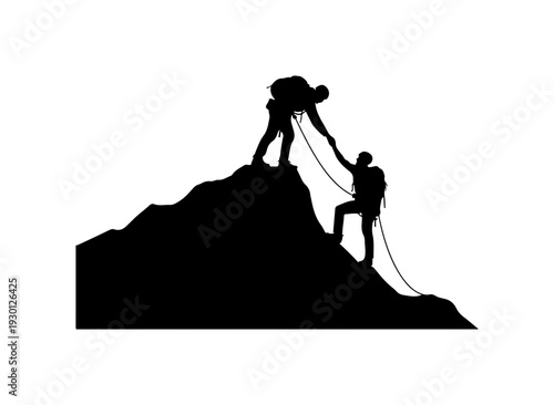 Mountaineers Climbing Rocky Peak