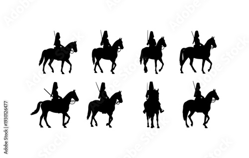 Silhouette Knights on Horseback Set