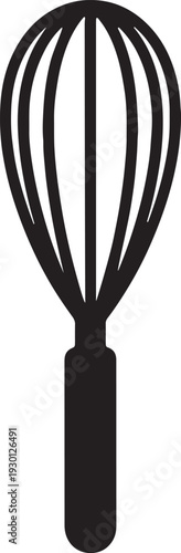 Minimalist black kitchen whisk silhouette icon for cooking, baking, and culinary branding