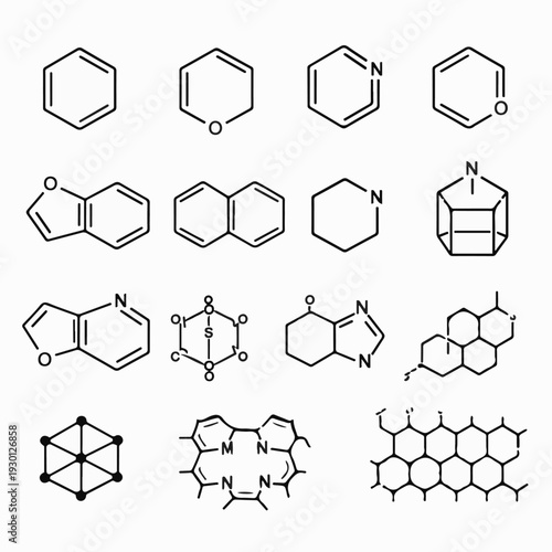 A detailed collection of diverse chemical structure diagrams, showcasing the intricate and fascinating world of molecular configurations. 