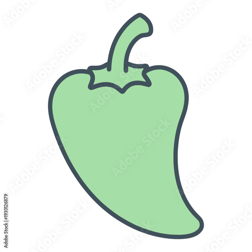 Green Chili Pepper Flat Vector Icon for Food App UI