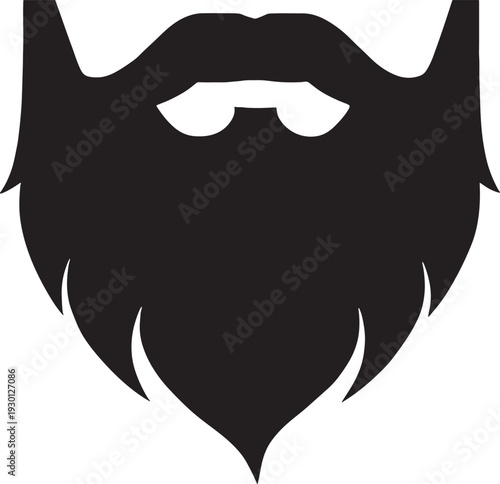 Thick beard and mustache silhouette vector icon for barber shop logo or gentleman grooming set