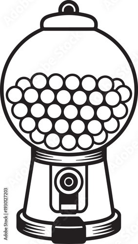 Retro gumball machine full of colorful candies on display