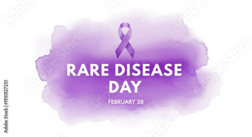 Purple ribbon awareness symbol for rare disease day on february 28 supporting health and medical causes