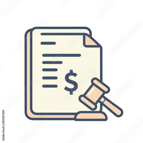 Legal Contract Document with Gavel UI Icon for App Interface
