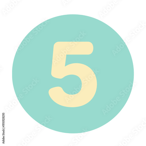 Number Five Icon in Circle for App UI