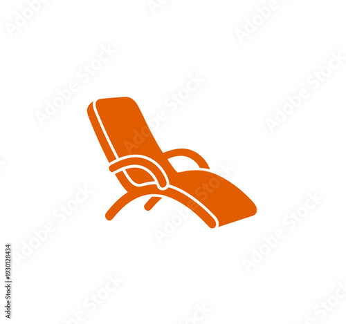 Orange Beach Chair Relaxation UI Icon for Mobile Interface