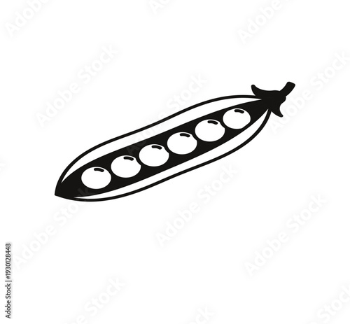 A black and white drawing of a pod of peas