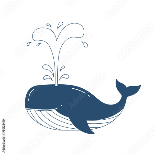 Whale Splash Illustration with Water Spout