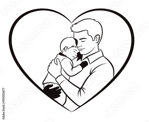 A man holding a baby in a heart