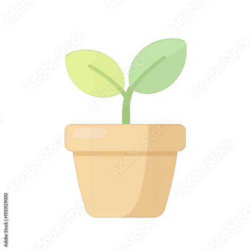 Potted Plant Growth UI Icon for App Interface