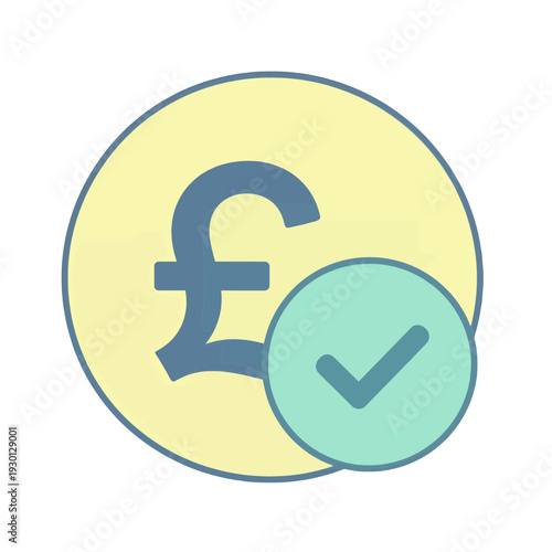 Pound Sterling Currency with Checkmark UI Icon for App Interface