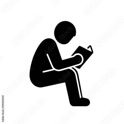 Reading Person Outline Line Icon for App UI