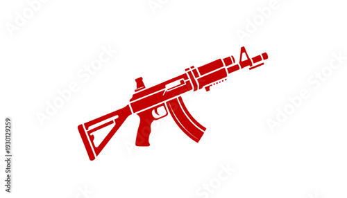 Red AK-47 Assault Rifle 3D Icon for Game UI