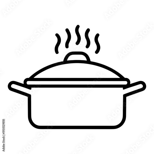 Steaming Pot Cooking Line Icon for App UI