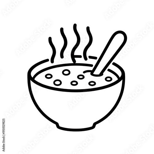 Steam Rising Bowl of Soup Line Icon for Food App UI