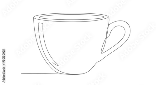 Minimalist single line drawing of a coffee cup, elegant and simple design