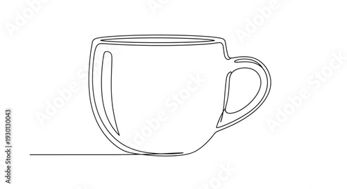 Minimalist Single Line Drawing of a Coffee Mug, Simple Icon, Clean Design