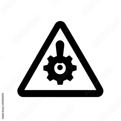 Warning Triangle with Gear Settings Icon for UI Interface