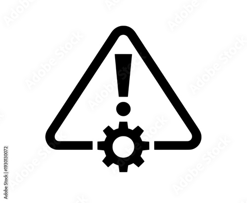 Warning Triangle with Gear Settings Icon for App UI