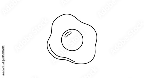 Simple fried egg outline icon on white background