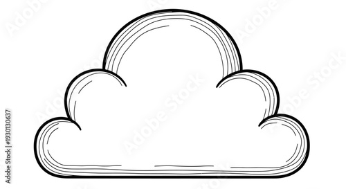 Simple hand drawn cloud icon line art illustration