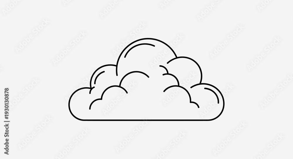 Fototapeta premium Simple outline drawing of a cloud on a light gray background