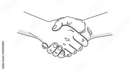 Simple line art illustration of a business handshake