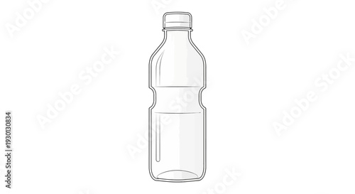 Simple line art illustration of plastic bottle with water