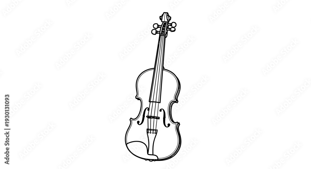 Fototapeta premium Elegant Violin Illustration: A Classic String Instrument Sketch on White Background