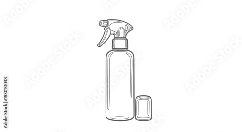 Spray bottle with trigger and separate cap line art