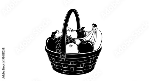 Fresh Fruit Basket Illustration - Healthy Food Variety