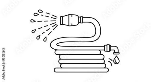 Garden Hose Sprinkler Icon with Water Spraying and Dripping Faucet