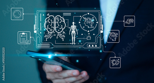 Fotografía Artificial intelligence healthcare technology, digital diagnostics, machine learning, and smart medical innovation