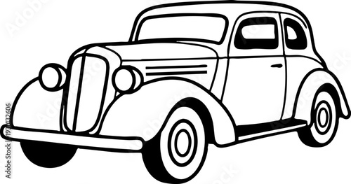 Vintage Car Outline Illustration