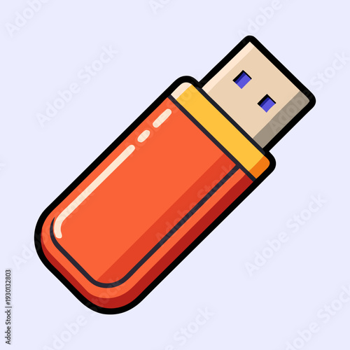 Stylized Orange USB Drive Icon for Data Storage and Transfer needs
