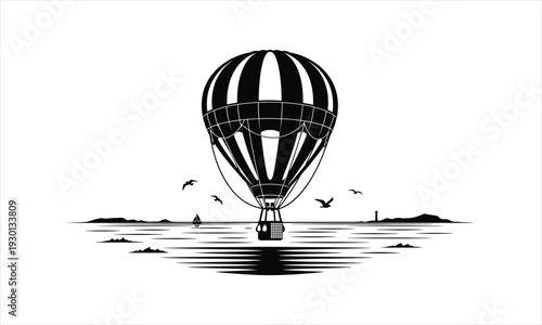 Hot Air Ballon Vector silhouette design Iluustration collection pack, hot air balloon vector silhouette, hot air balloon silhouette set, air balloon icon vector, balloon flight silhouette illustration