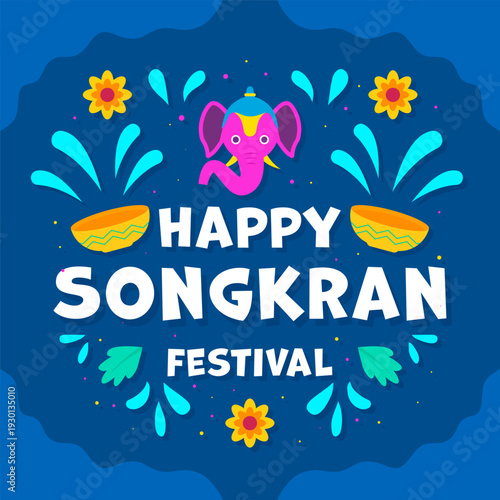 happy songkran festival illustration in flat design style